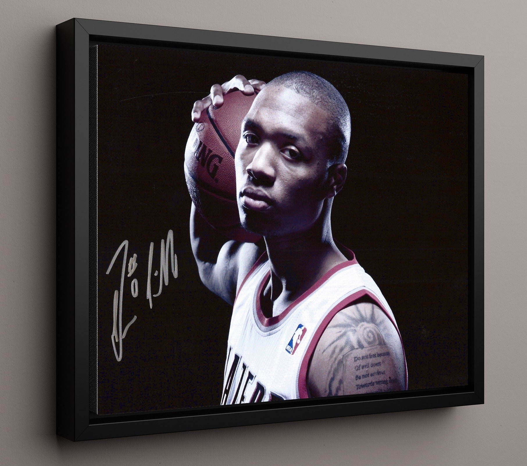 Damian Lillard Dame Time Focus Basketball Wall Art 16x20 Framed Canvas basketball wall art print