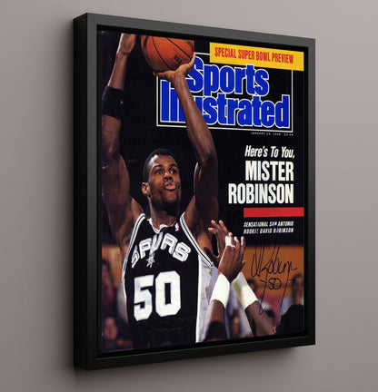 David Robinson Mister Robinson Rookie Sensation SI Cover January 1990 Basketball Wall Art 16x20 Framed Canvas basketball wall art print