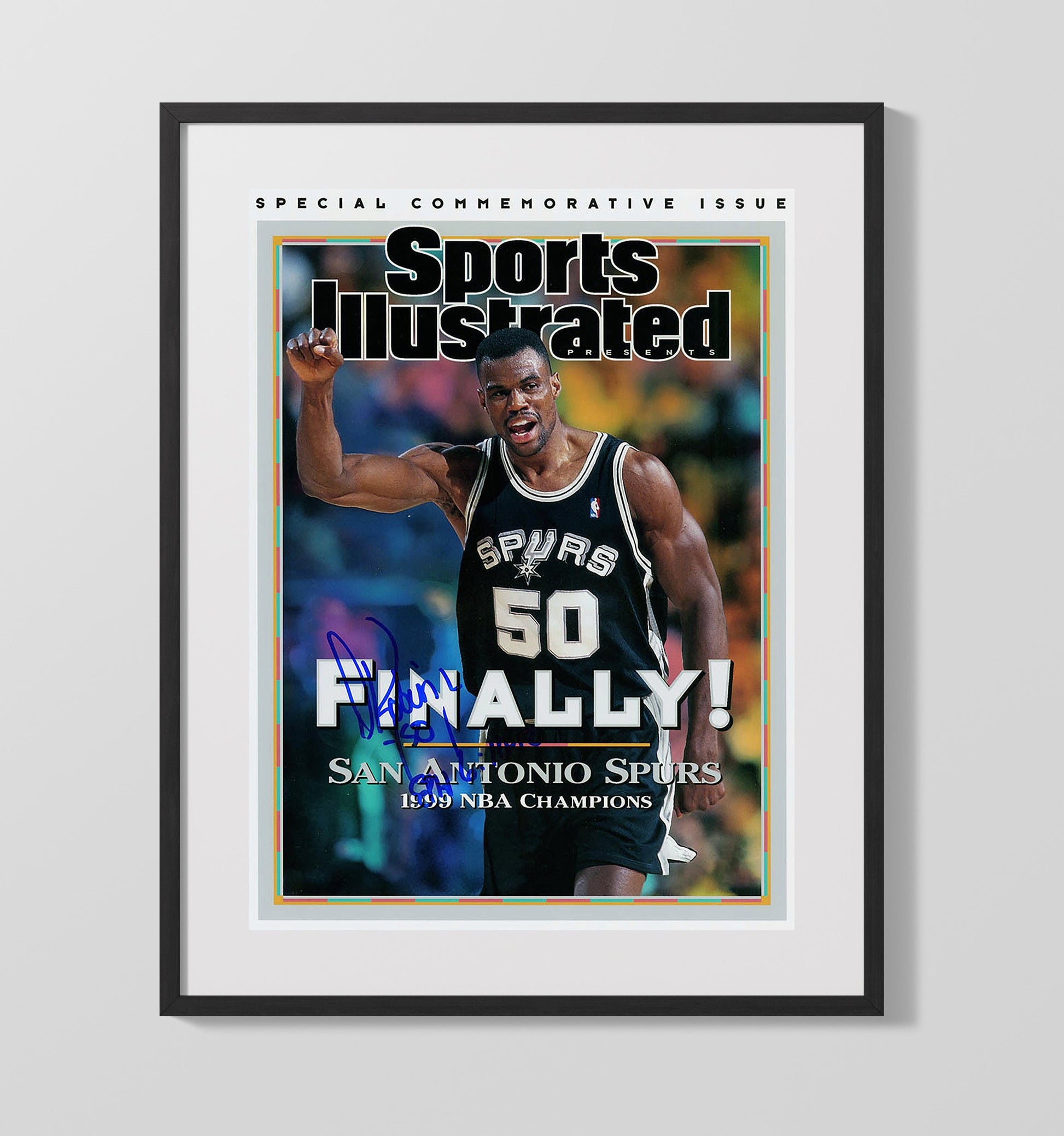 David Robinson SI Cover 1999 Spurs Championship Rally Basketball Wall Art 16x20 Gallery Frame basketball wall art print