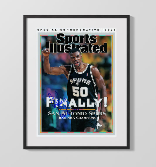 David Robinson SI Cover 1999 Spurs Championship Rally basketball print - 16x20 Gallery Frame wall art