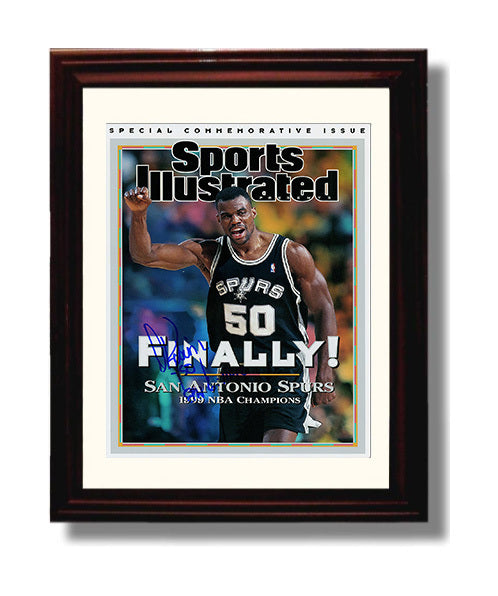 David Robinson SI Cover 1999 Spurs Championship Rally Basketball Wall Art 8x10 Beveled Frame basketball wall art print