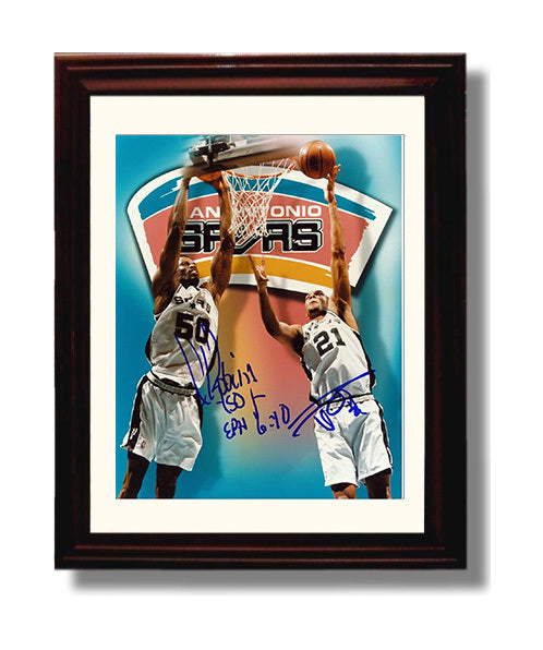 David Robinson and Tim Duncan San Antonio Basketball Twin Towers Rise Spotlight Basketball Wall Art 8x10 Beveled Frame basketball wall art print