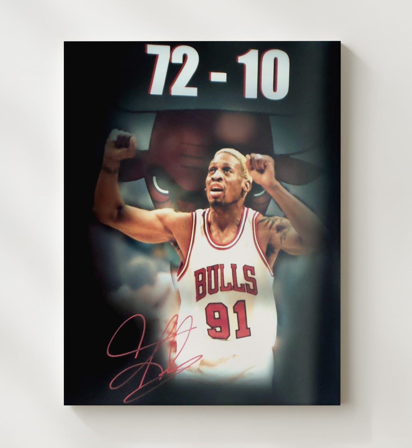 Dennis Rodman 72 10 Bulls Defensive Force Basketball Wall Art 20x24 Canvas basketball wall art print