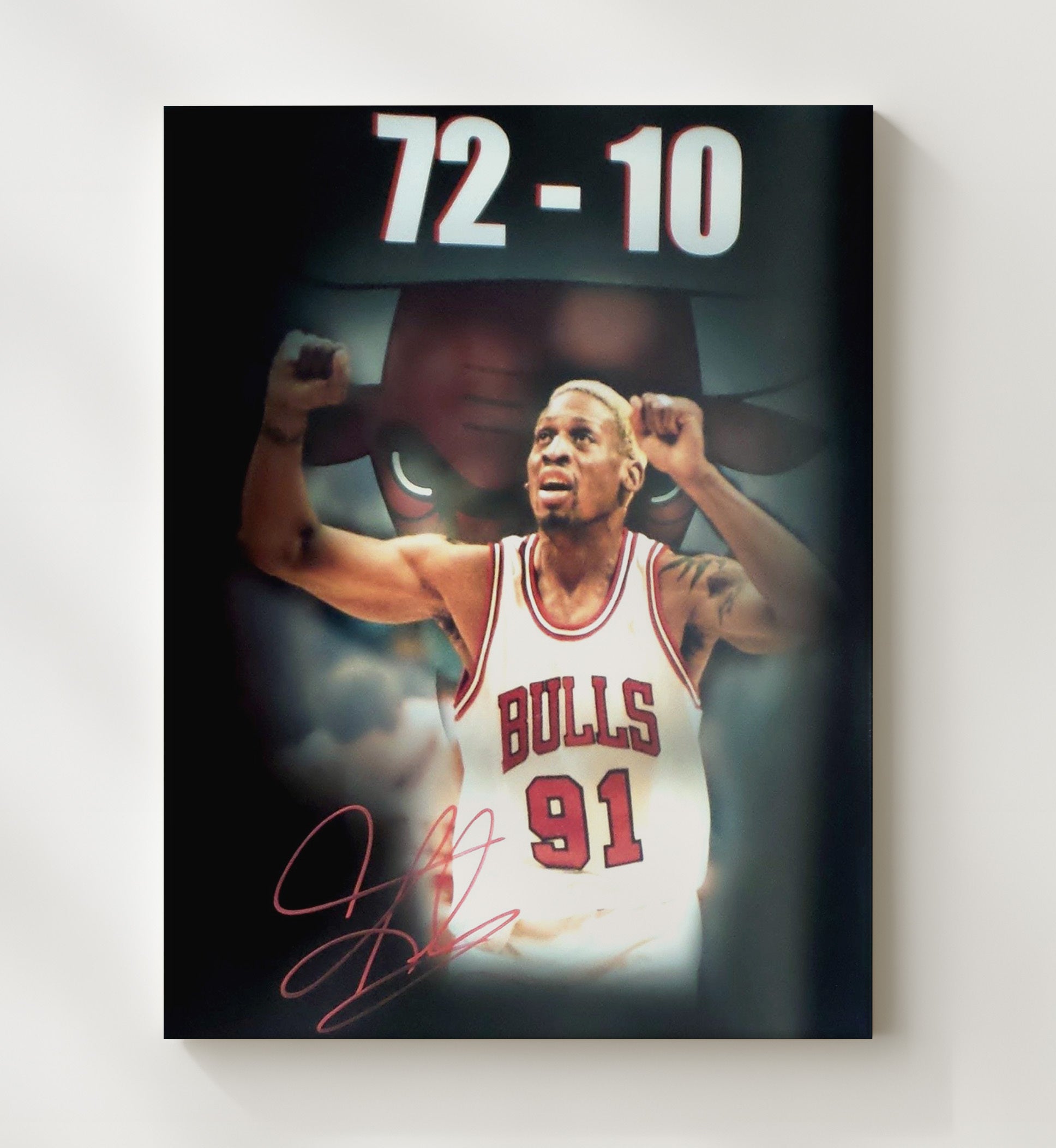 Dennis Rodman 72 10 Bulls Defensive Force Basketball Wall Art 20x24 Canvas basketball wall art print