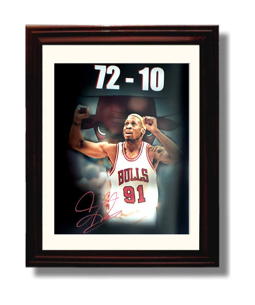 Dennis Rodman 72 10 Bulls Defensive Force Basketball Wall Art 8x10 Beveled Frame basketball wall art print