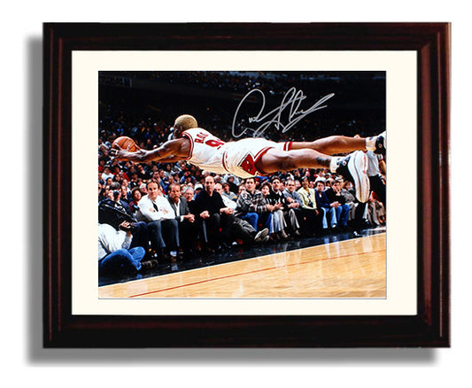 Dennis Rodman Bulls Hustle Dive Play Basketball Wall Art 8x10 Beveled Frame basketball wall art print
