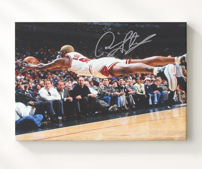 Dennis Rodman Bulls Hustle Dive Play Basketball Wall Art 20x24 Canvas basketball wall art print