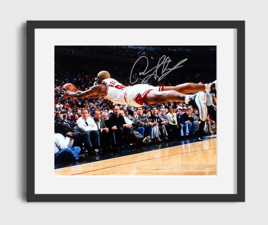 Dennis Rodman Bulls Hustle Dive Play basketball print - 16x20 Gallery Frame wall art