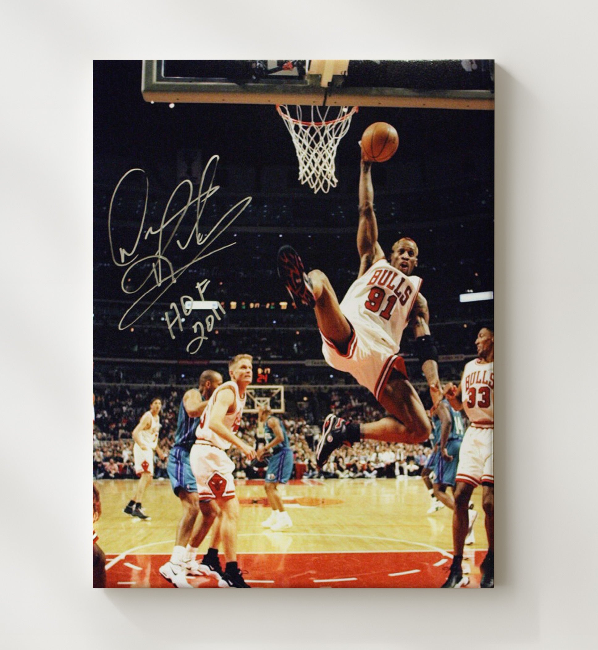 Dennis Rodman Hall of Fame Elevation vs New York basketball print - 20x24 Canvas wall art
