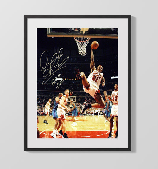 Dennis Rodman Hall of Fame Elevation vs New York basketball print - 16x20 Gallery Frame wall art