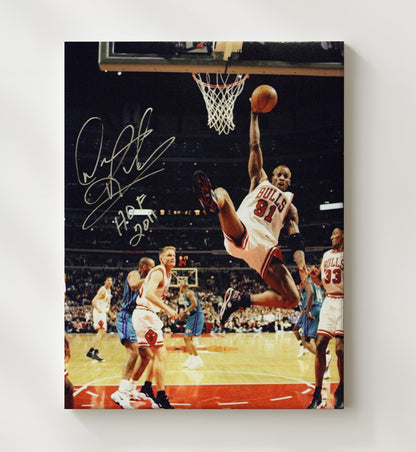 Dennis Rodman Hall of Fame Elevation vs New York Basketball Wall Art 20x24 Canvas basketball wall art print