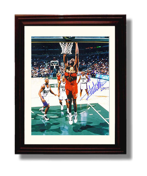 Dikembe Mutombo Atlanta Power Finish Finger Wag Moment Basketball Wall Art 8x10 Beveled Frame basketball wall art print