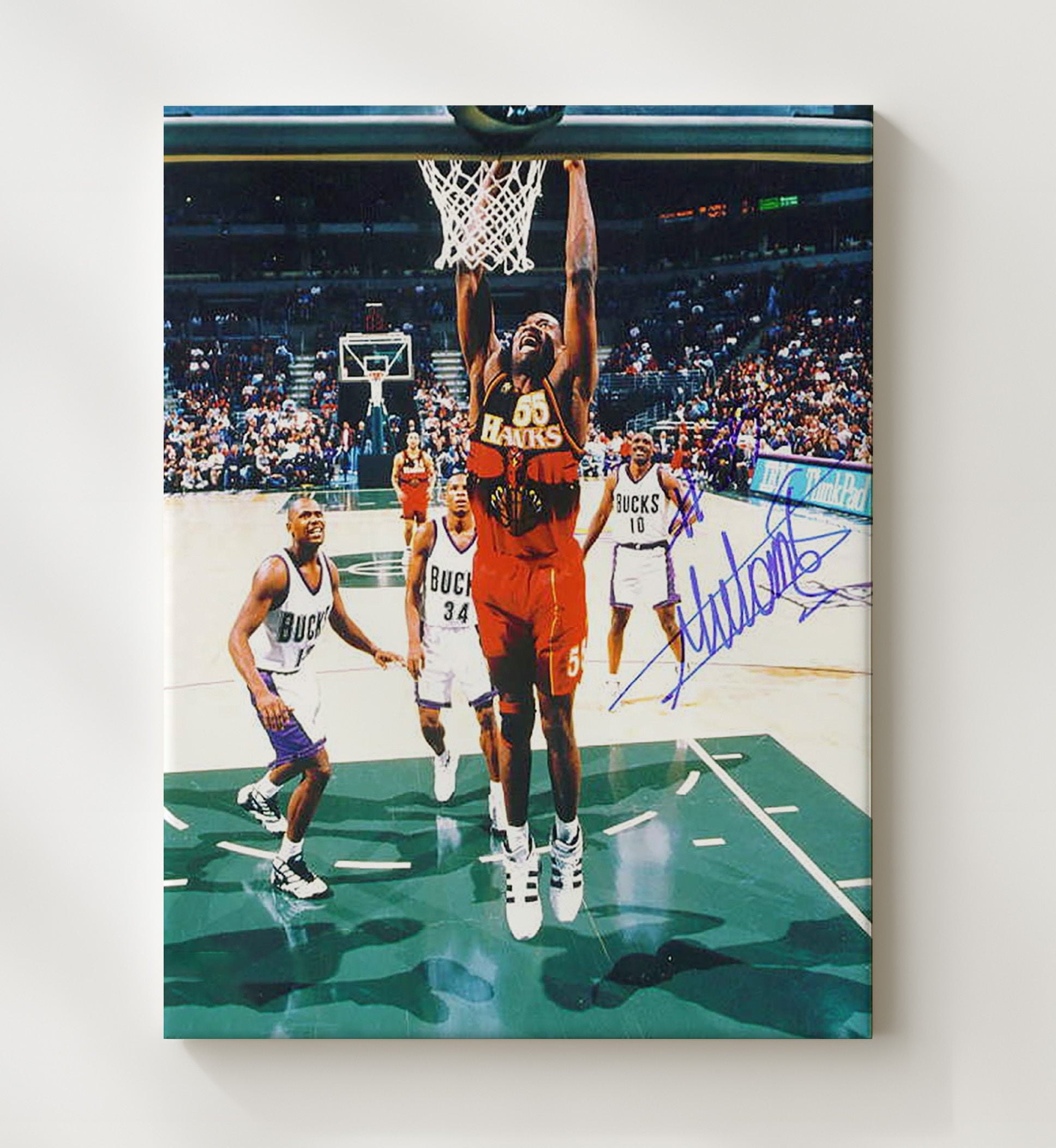 Dikembe Mutombo Atlanta Power Finish Finger Wag Moment basketball print - 20x24 Canvas wall art