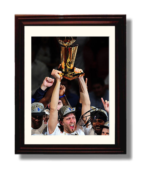 Dirk Nowitzki Dallas Finals Trophy Triumph Basketball Wall Art 8x10 Beveled Frame basketball wall art print