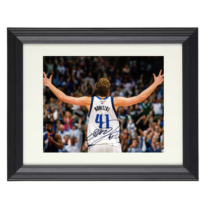 Dirk Nowitzki Mavericks Arms Raised Celebration Basketball Wall Art 16x20 Unframed Print basketball wall art print