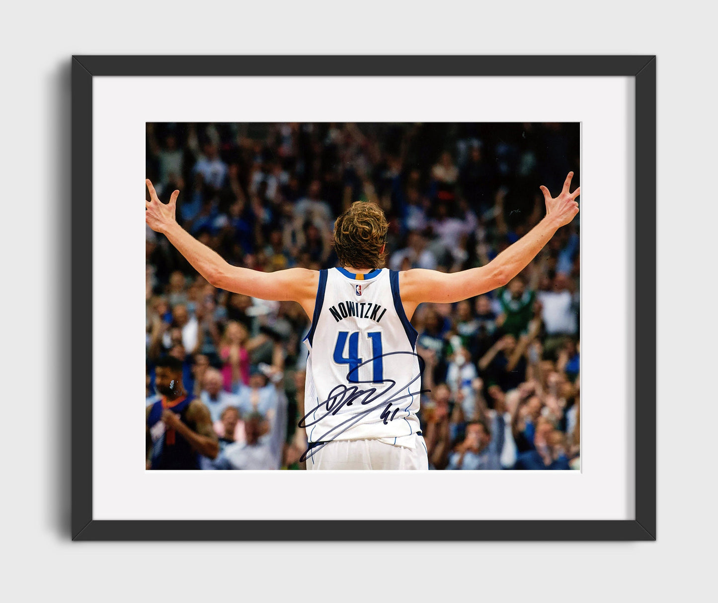 Dirk Nowitzki Mavericks Arms Raised Celebration Basketball Wall Art 16x20 Gallery Frame basketball wall art print