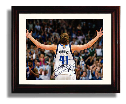 Dirk Nowitzki Mavericks Arms Raised Celebration Basketball Wall Art 8x10 Beveled Frame basketball wall art print