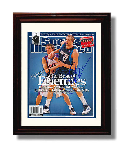 Dirk Nowitzki and Steve Nash Best of Enemies SI Cover Duel Basketball Wall Art 8x10 Beveled Frame basketball wall art print