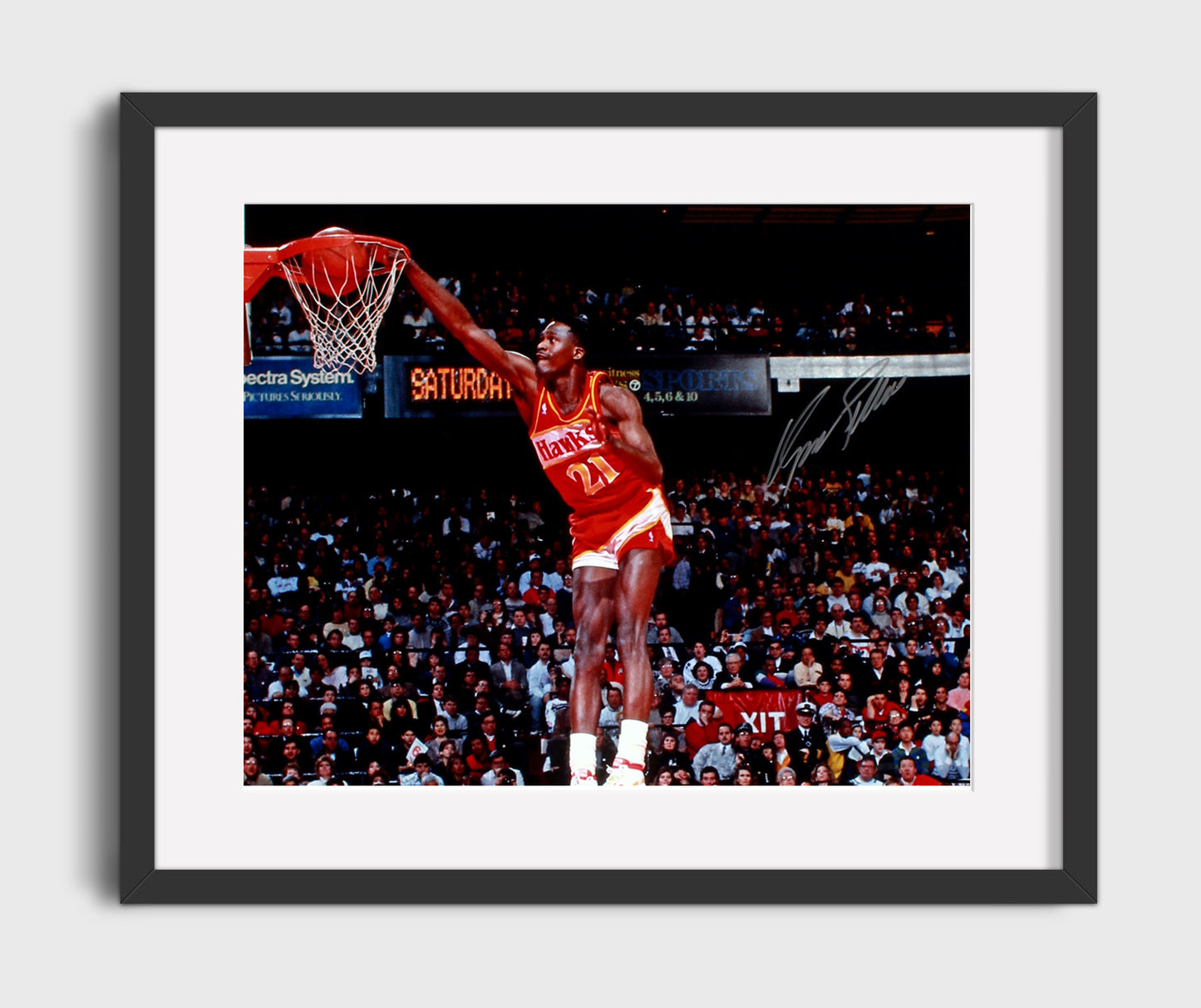 Dominique Wilkins Hawks High Flying Dunk basketball print - 16x20 Gallery Frame wall art