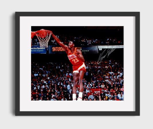 Dominique Wilkins Hawks High Flying Dunk basketball print - 16x20 Gallery Frame wall art
