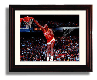 Dominique Wilkins Hawks High Flying Dunk Basketball Wall Art 8x10 Beveled Frame basketball wall art print