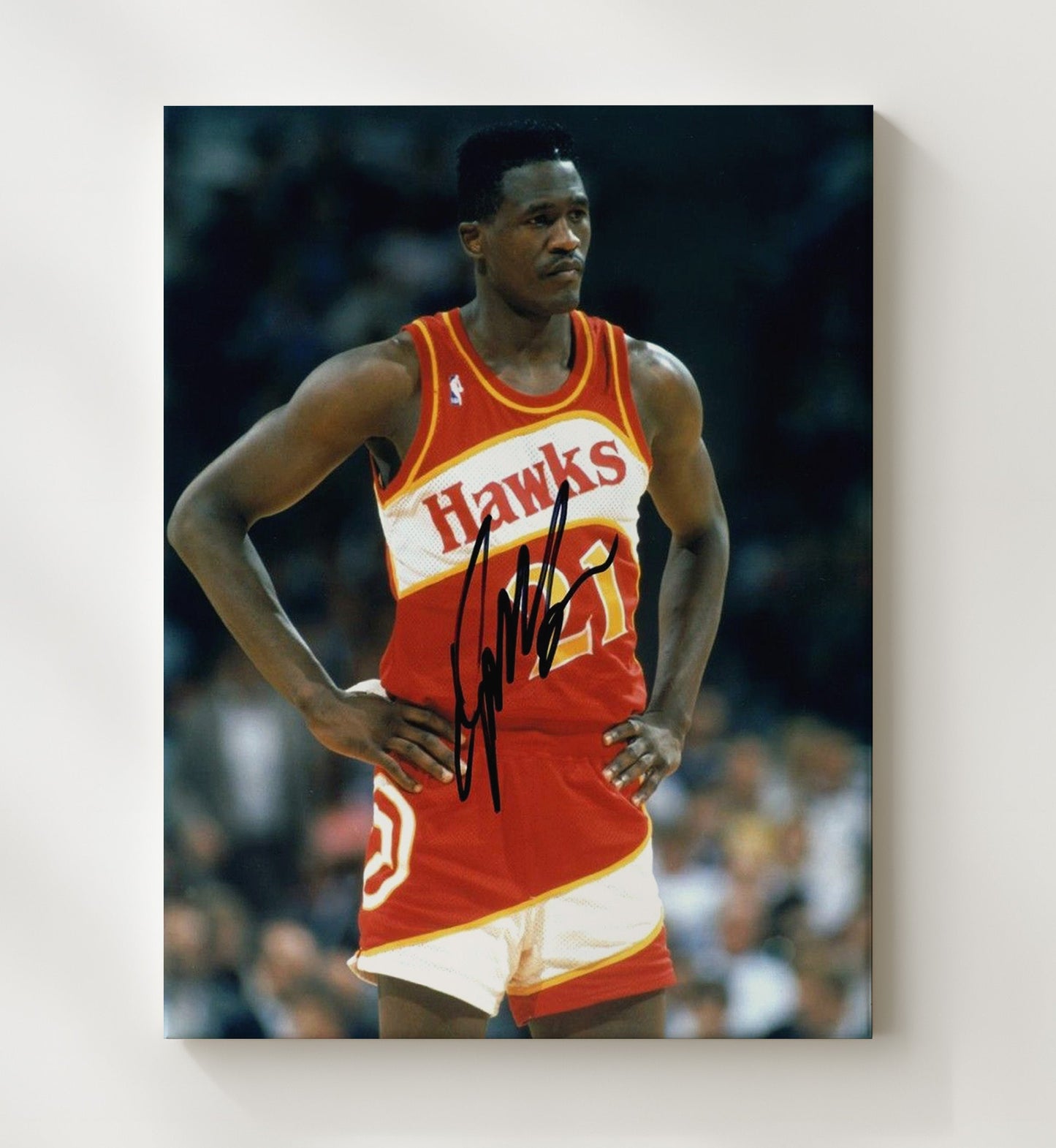 Dominique Wilkins Hawks Human Highlight Game Pause basketball print - 20x24 Canvas wall art
