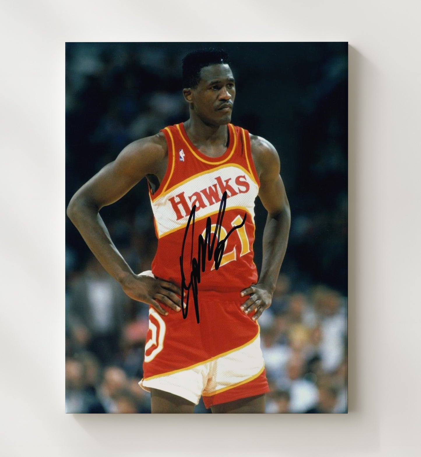 Dominique Wilkins Hawks Human Highlight Game Pause basketball print - 20x24 Canvas wall art