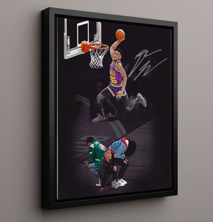 Donovan Mitchell High Rise Power Dunk Spotlight Basketball Wall Art 16x20 Framed Canvas basketball wall art print