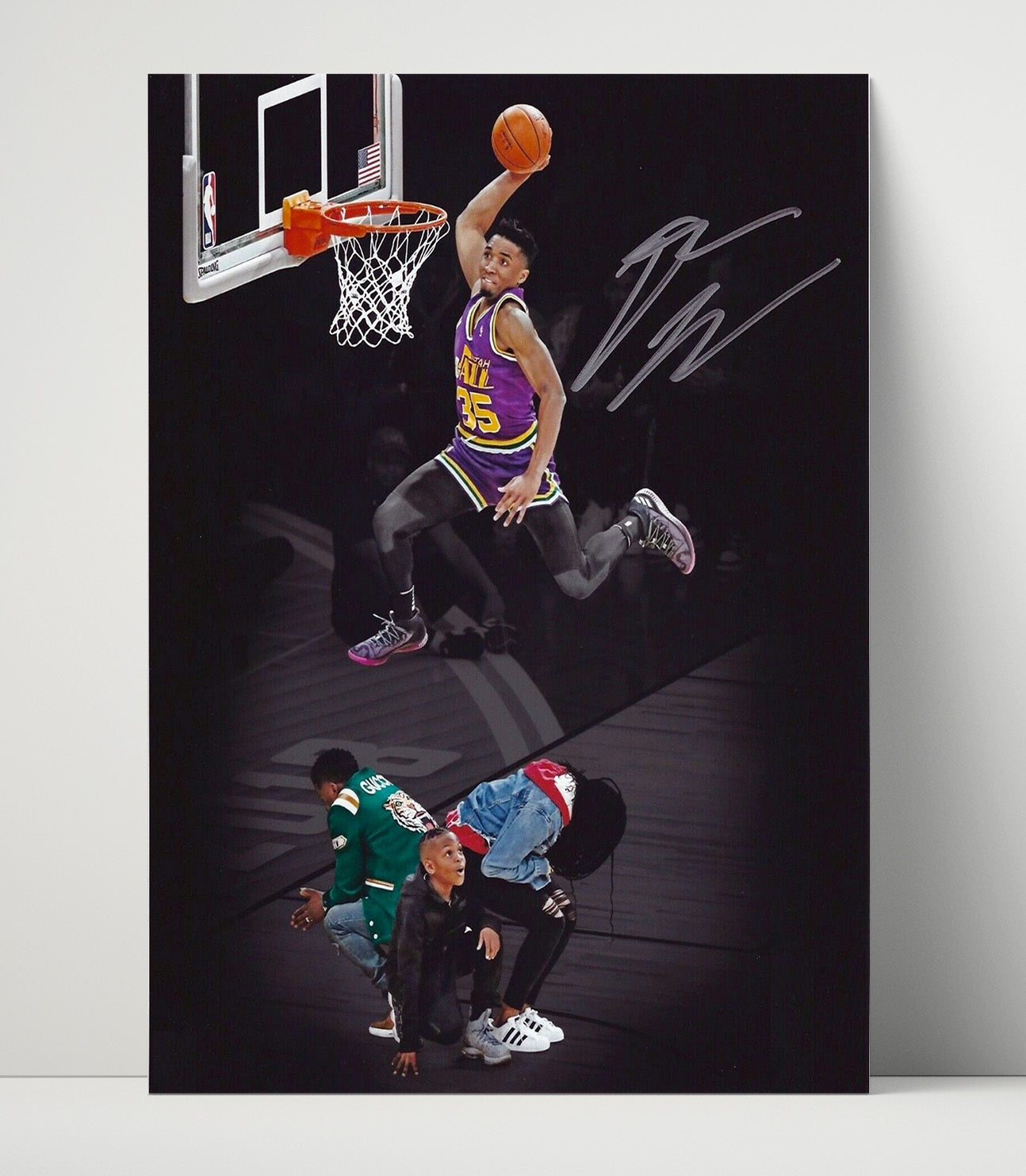 Donovan Mitchell High Rise Power Dunk Spotlight basketball print - 16x20 Unframed Print wall art