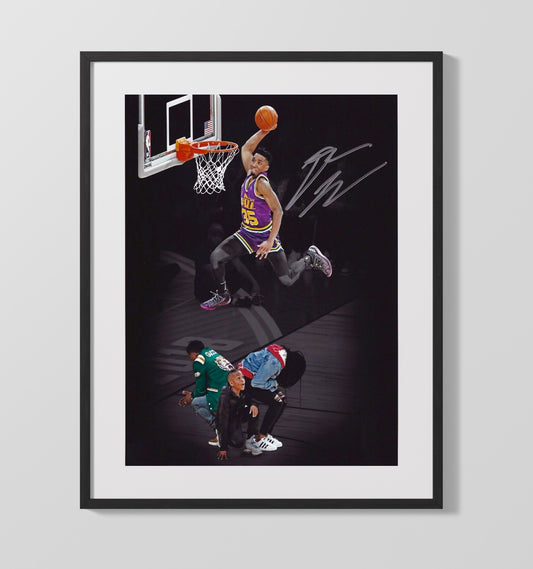 Donovan Mitchell High Rise Power Dunk Spotlight basketball print - 16x20 Gallery Frame wall art