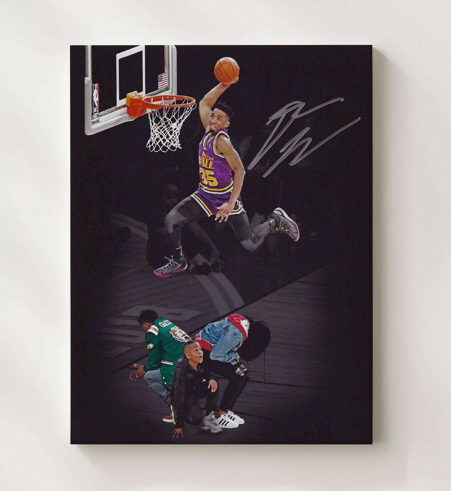 Donovan Mitchell High Rise Power Dunk Spotlight basketball print - 20x24 Canvas wall art