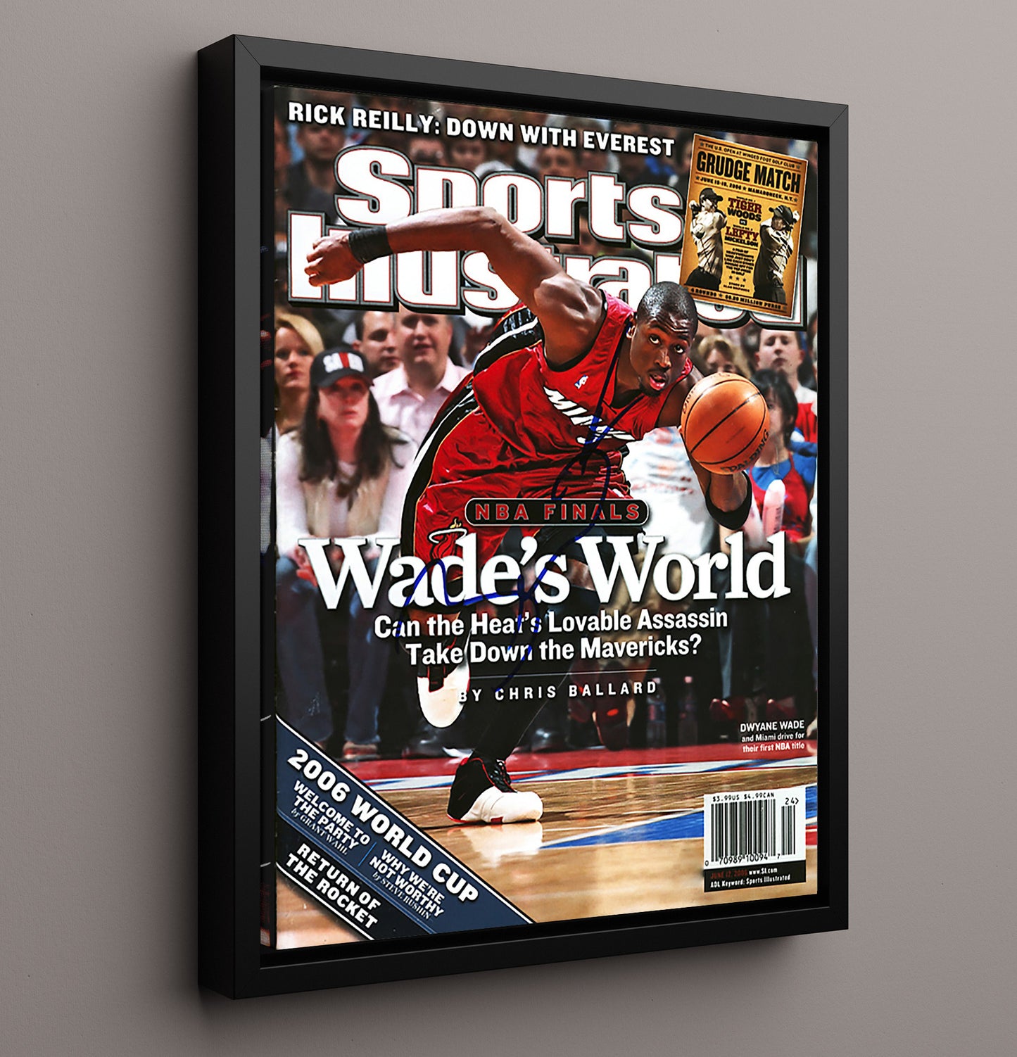 Dwyane Wade 2006 Finals SI Cover Flash vs Dallas basketball print - 16x20 Framed Canvas wall art