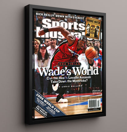 Dwyane Wade 2006 Finals SI Cover Flash vs Dallas Basketball Wall Art 16x20 Framed Canvas basketball wall art print