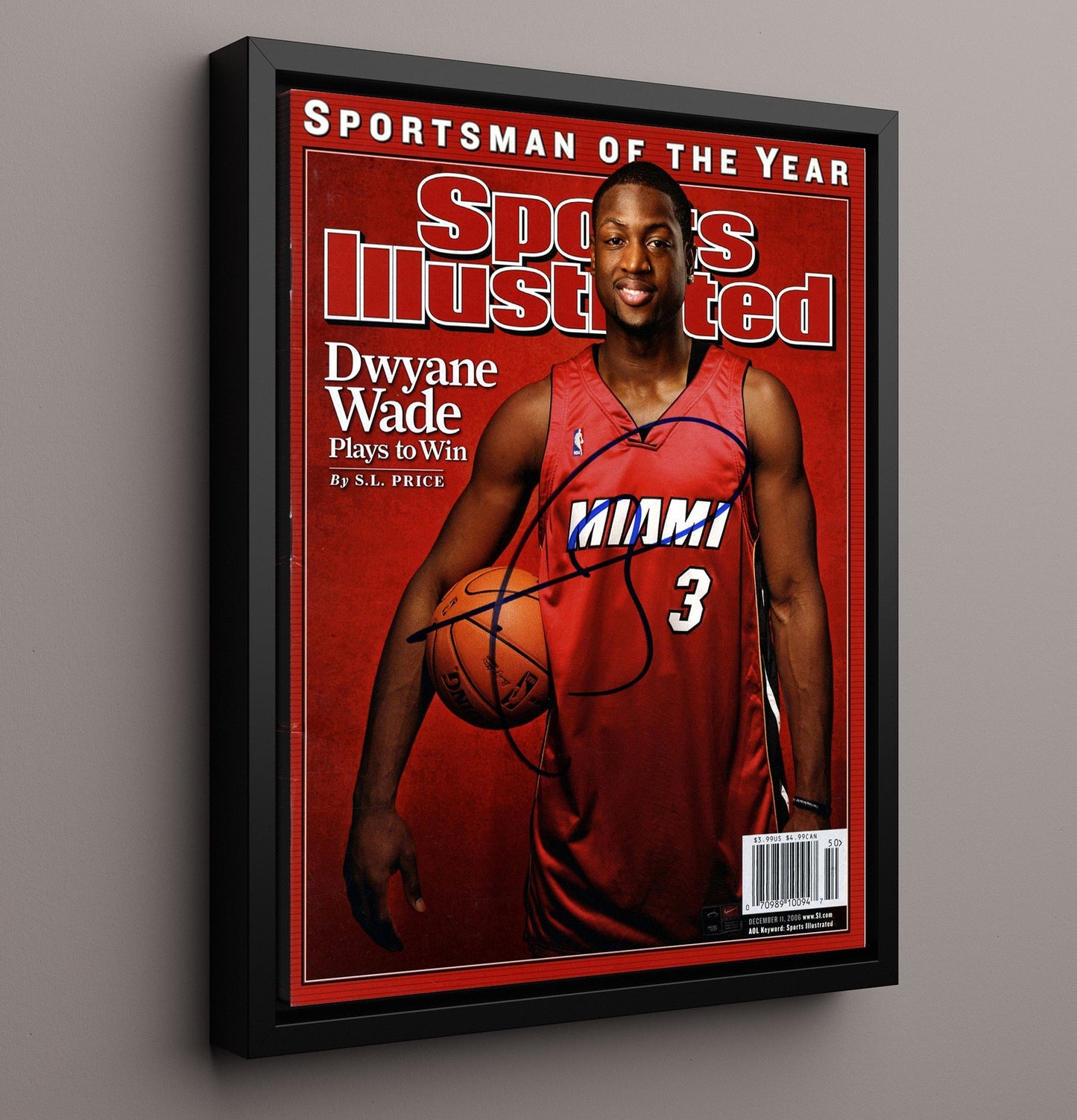 Dwyane Wade 2006 SI Sportsman of the Year Cover Basketball Wall Art 16x20 Framed Canvas basketball wall art print