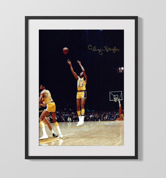 Elgin Baylor Classic Lakers High Release Jumper basketball print - 16x20 Gallery Frame wall art
