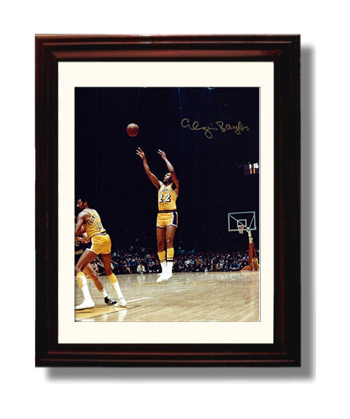 Elgin Baylor Classic Lakers High Release Jumper Basketball Wall Art 8x10 Beveled Frame basketball wall art print