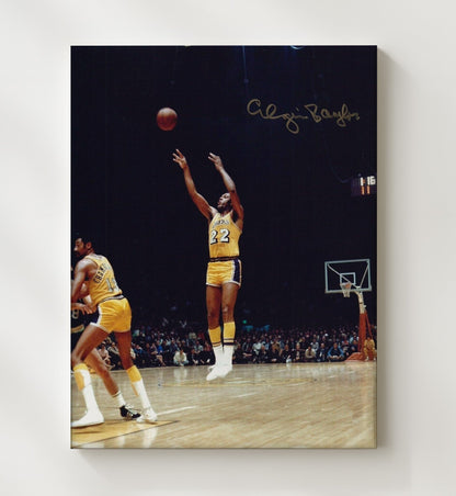 Elgin Baylor Classic Lakers High Release Jumper Basketball Wall Art 20x24 Canvas basketball wall art print