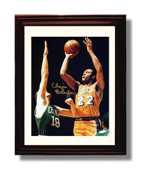 Elgin Baylor Lakers Elevation Over Boston Defender Basketball Wall Art 8x10 Beveled Frame basketball wall art print