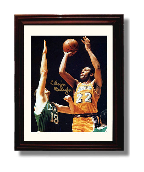 Elgin Baylor Lakers Elevation Over Boston Defender Basketball Wall Art 8x10 Beveled Frame basketball wall art print