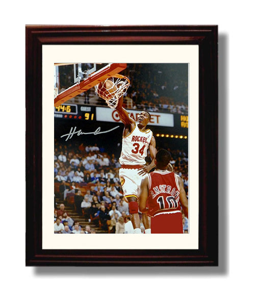 Hakeem Olajuwon Houston Dream Shake Rim Assault Basketball Wall Art 8x10 Beveled Frame basketball wall art print