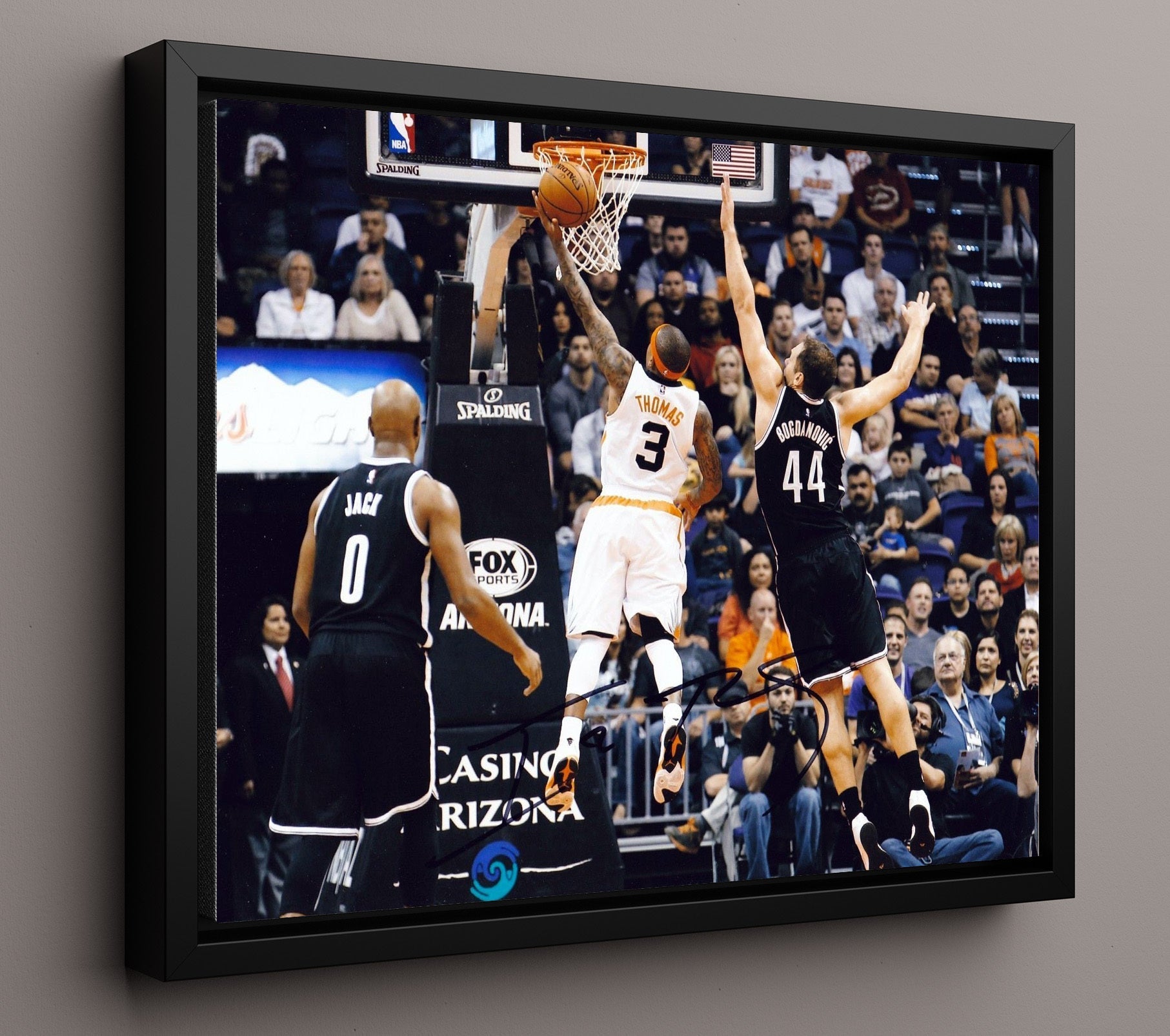 Isaiah Thomas Suns Layup Drive Basketball Wall Art 16x20 Framed Canvas basketball wall art print