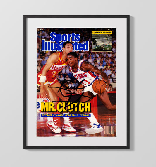 Isiah Thomas 1987 SI Cover Mr Clutch Detroit Playoff Run basketball print - 16x20 Gallery Frame wall art