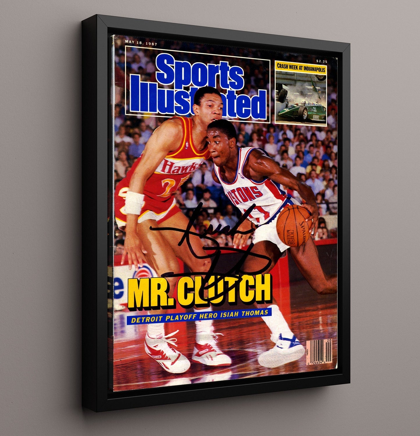 Isiah Thomas 1987 SI Cover Mr Clutch Detroit Playoff Run basketball print - 16x20 Framed Canvas wall art