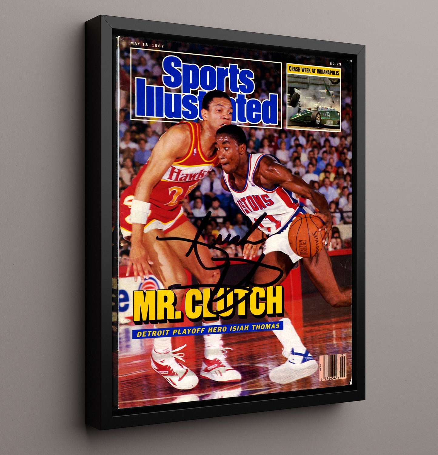 Isiah Thomas 1987 SI Cover Mr Clutch Detroit Playoff Run basketball print - 16x20 Framed Canvas wall art