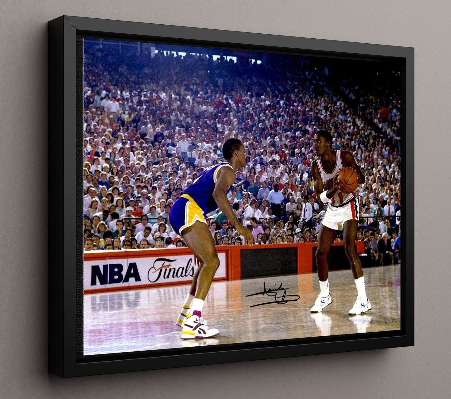Isiah Thomas Pistons Finals Leader basketball print - 16x20 Framed Canvas wall art