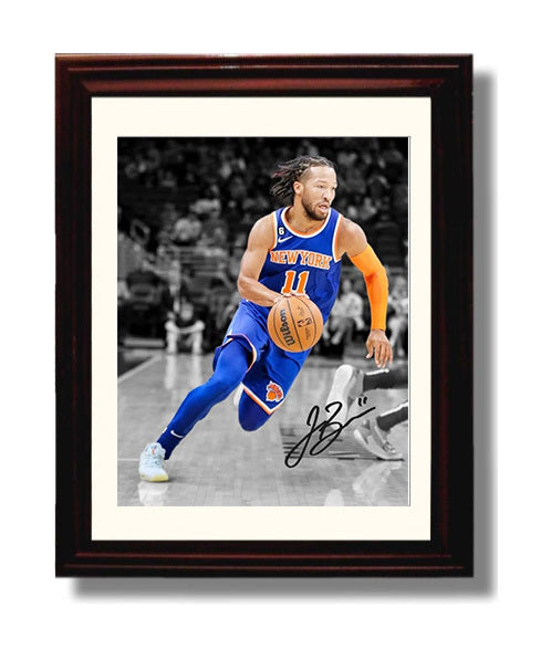 Jalen Brunson Running Toward History Basketball Wall Art 8x10 Beveled Frame basketball wall art print