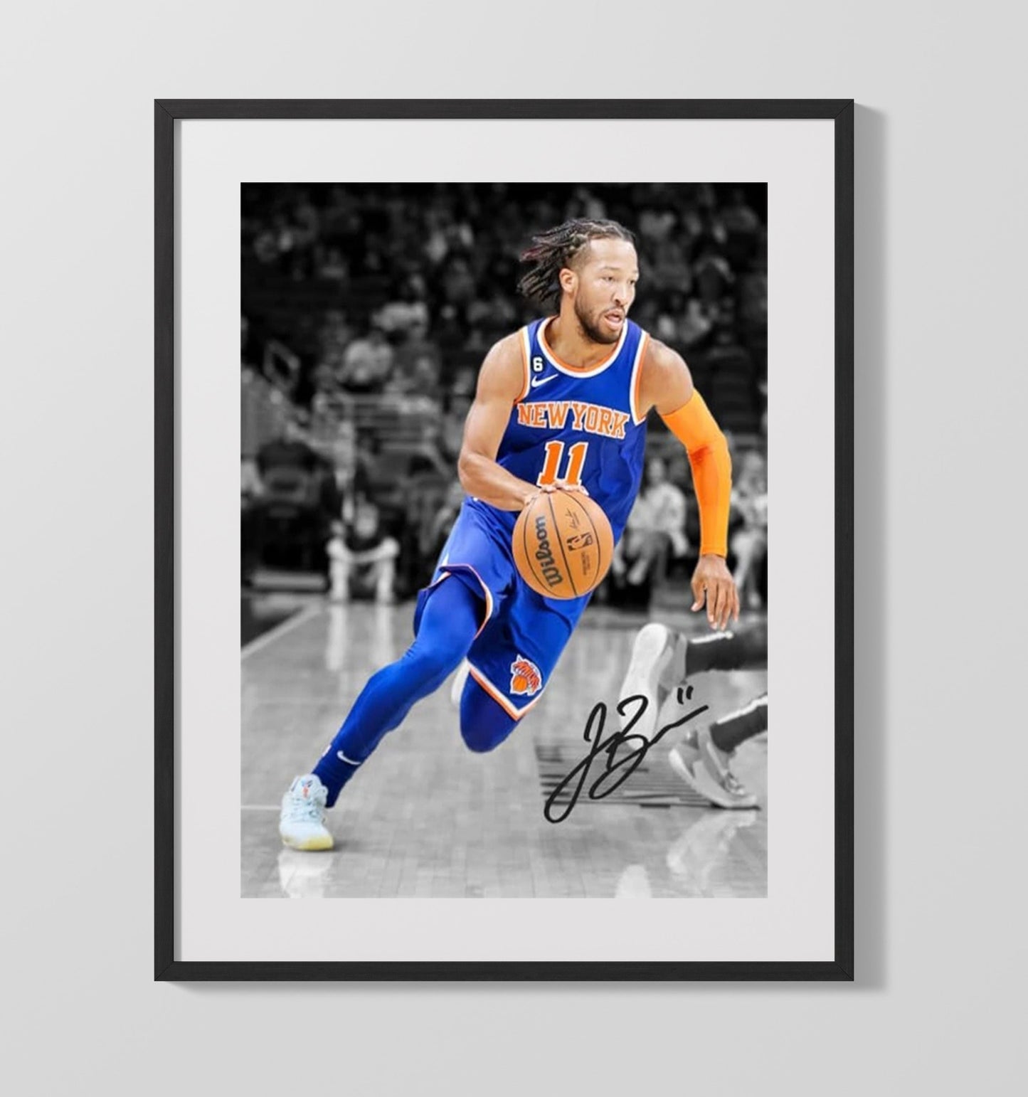 Jalen Brunson Running Toward History Basketball Wall Art 16x20 Gallery Frame basketball wall art print
