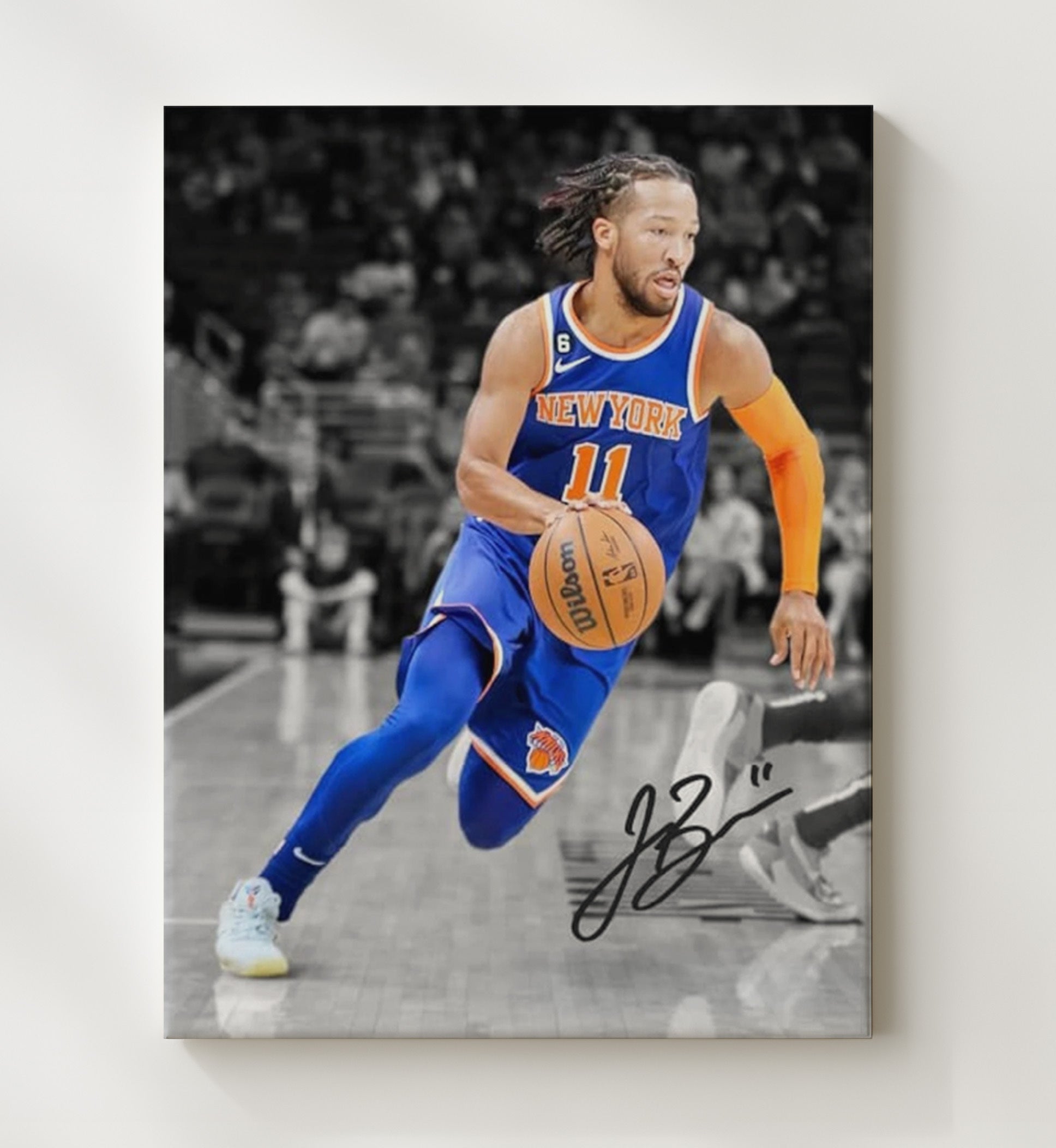 Jalen Brunson Running Toward History Basketball Wall Art 20x24 Canvas basketball wall art print