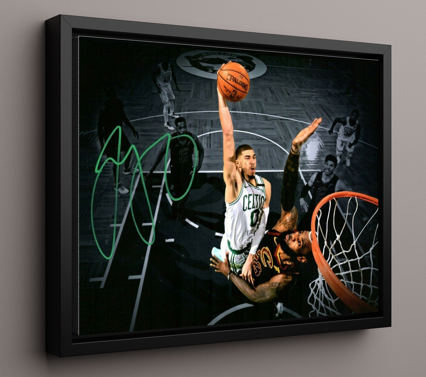 Jayson Tatum Celtics Rising Star Dunk basketball print - 16x20 Framed Canvas wall art