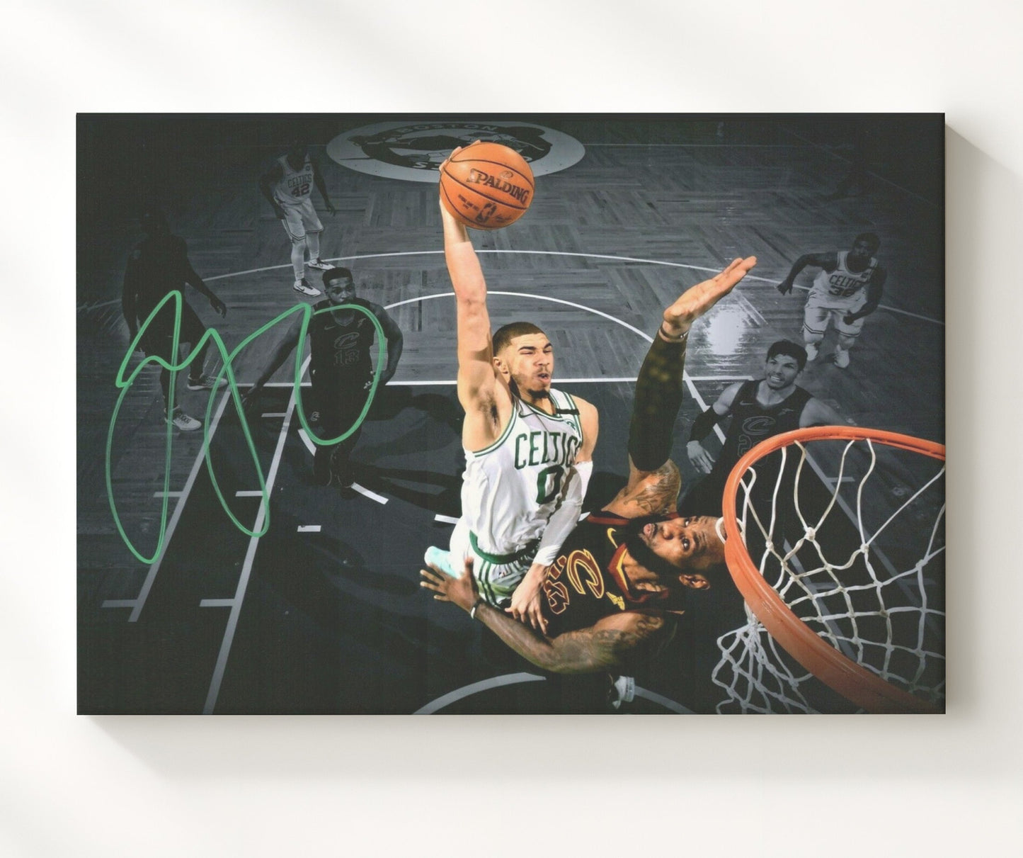 Jayson Tatum Celtics Rising Star Dunk Basketball Wall Art 20x24 Canvas basketball wall art print
